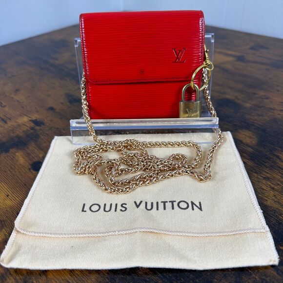 Louis Vuitton Red Epi Leather Vintage Wallet Padlock Gold Hardware Women - Picture 1 of 15